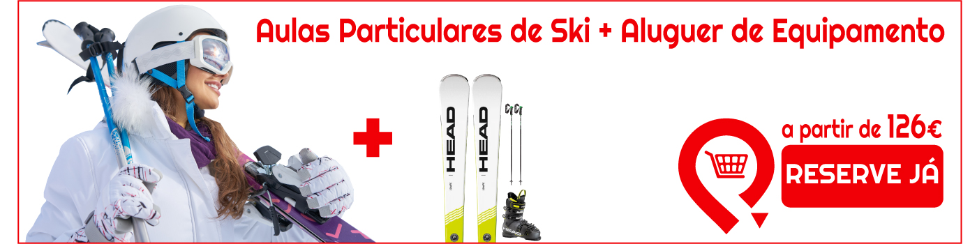 Aulas particulares de ski + aluguer de equipamento